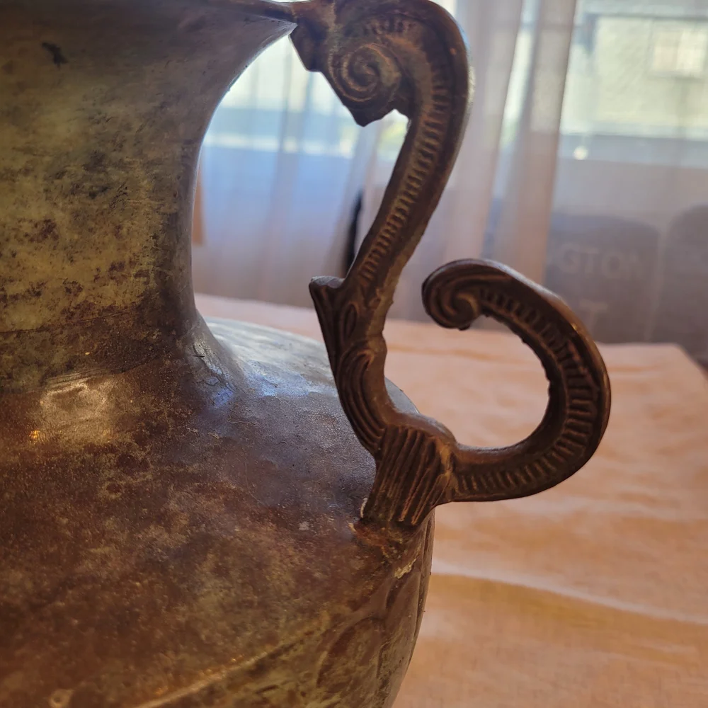 Restoration Hardware Ornate Brass Neoclassical Vase